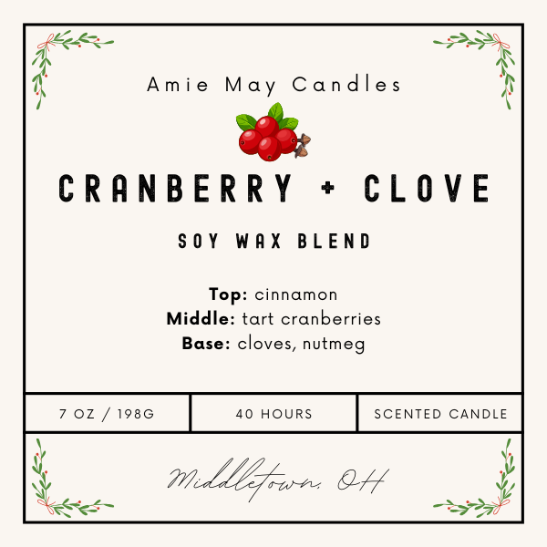 Cranberry + Clove 7oz Candle